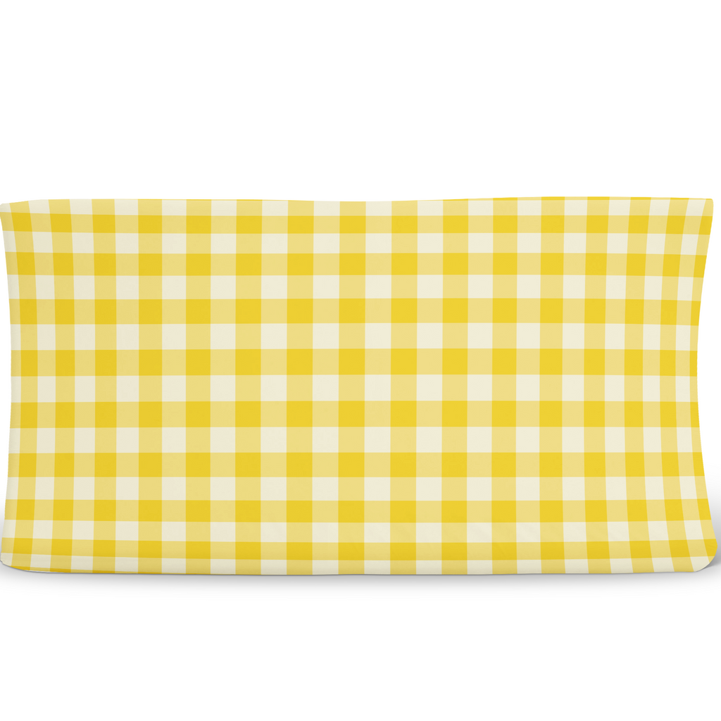 Baby Changing Pad Cover in Yellow Farmhouse Gingham Print