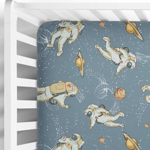 Astronaut Fitted Crib Sheet - Coco + Moss