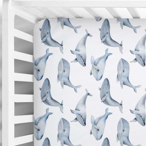 Blue Whale Crib Sheet - Coco + Moss