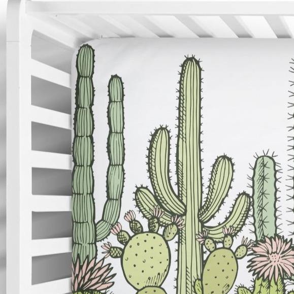 Cactus Landscape Fitted Crib Sheet - Coco + Moss