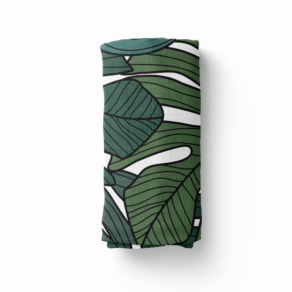 Monstera Leaf Stretchy Swaddle - Coco + Moss