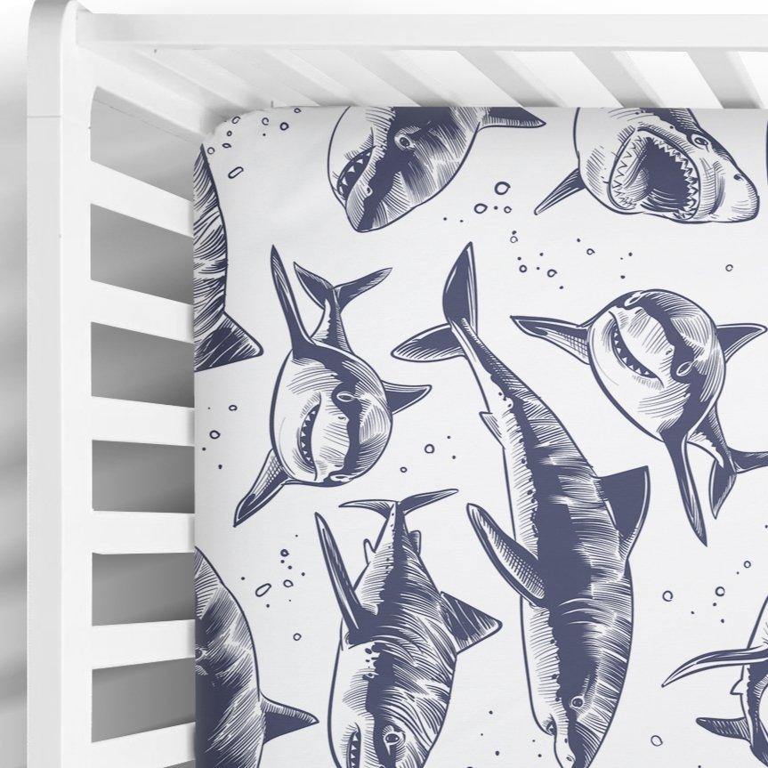 Shark Fitted Crib Sheet - Coco + Moss
