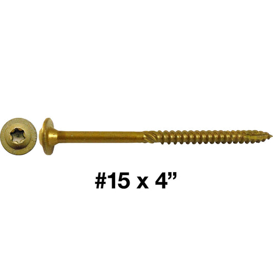 #15 x 3-1/2 Construction Lag Screw Exterior Coated Torx/Star Drive Heavy Duty STRUCTURAL Lag Screw Far Superior to Common Lag Screws - Modified
