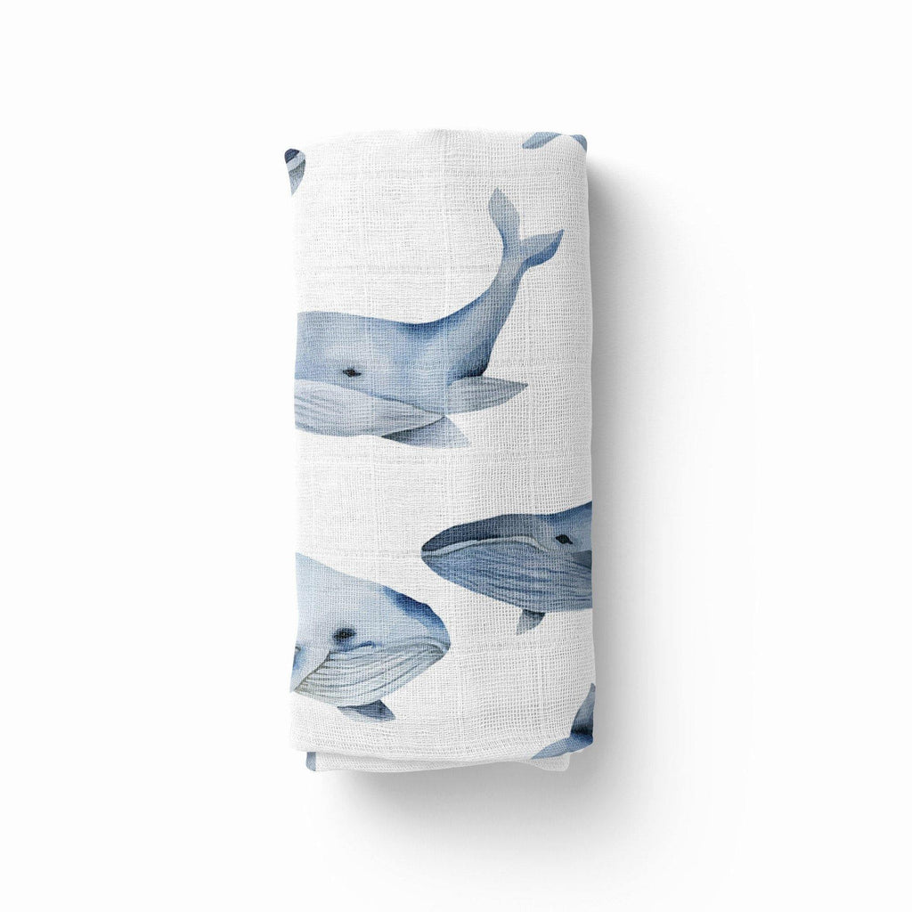 Blue Whale Stretchy Swaddle - Coco + Moss