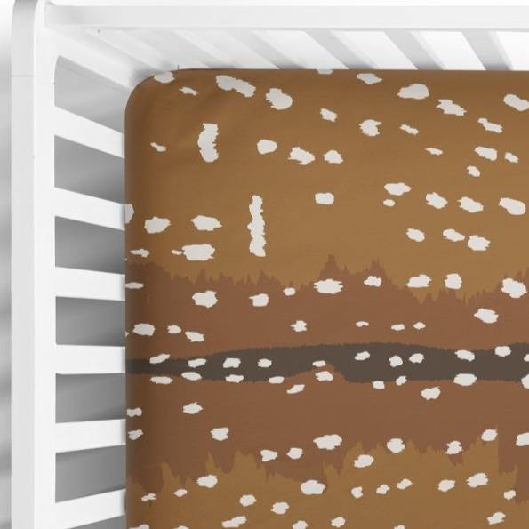 Brown Fawn Crib Sheets - Coco + Moss