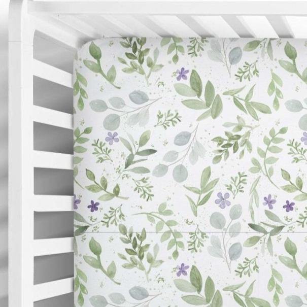 Eucalyptus and Lavender Fitted Crib Sheet - Coco + Moss