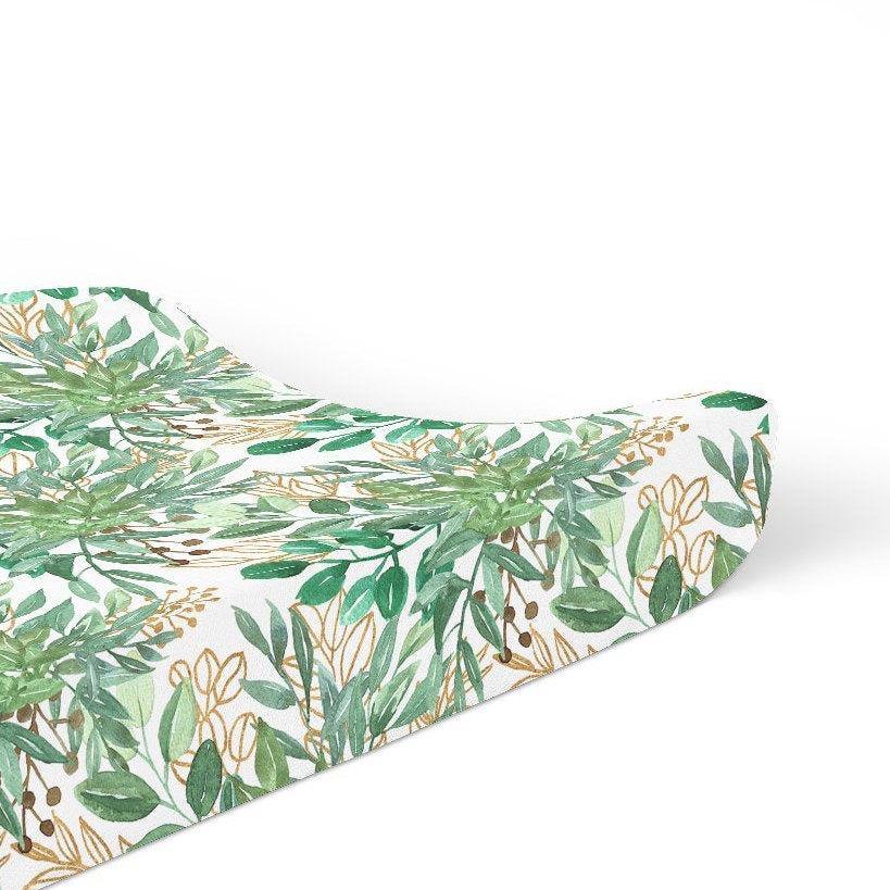 Green and Gold Leaves Changing Pad Cover - Coco + Moss