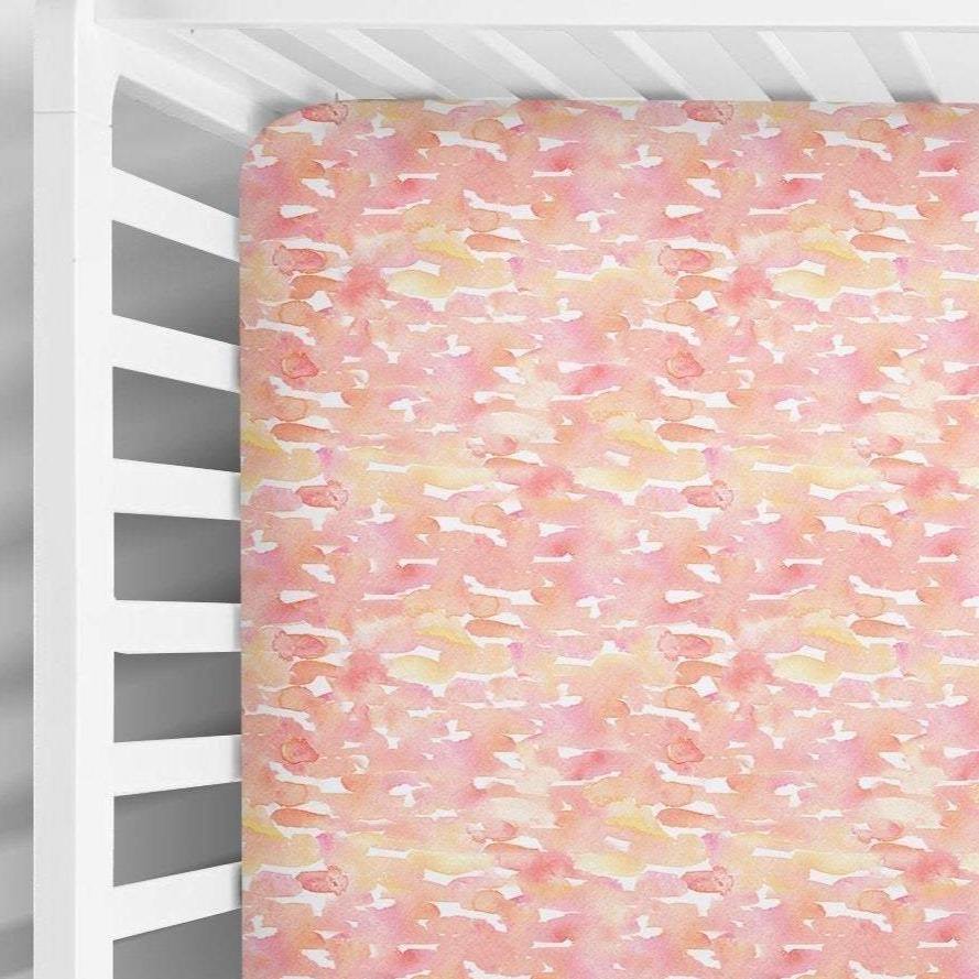 Pink and Orange Pastel Crib Sheets - Coco + Moss