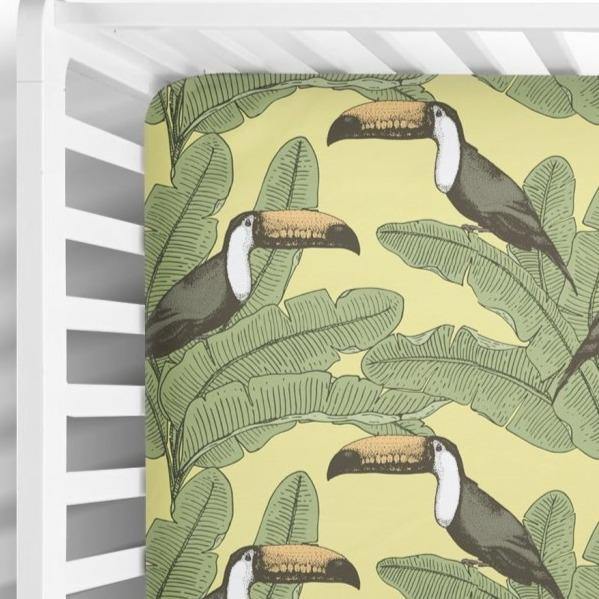 Jungle Toucan Fitted Crib Sheet - Coco + Moss