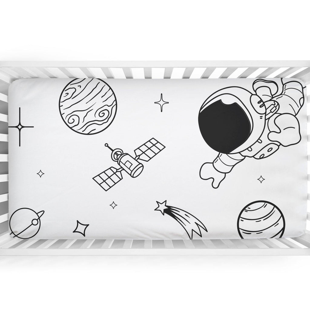 Large Astronaut Fitted Crib Sheet - Coco + Moss