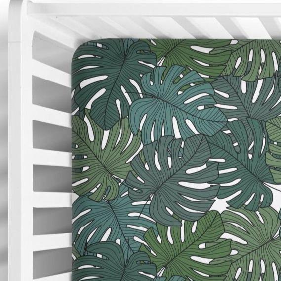 Monstera Leaf Fitted Crib Sheet - Coco + Moss