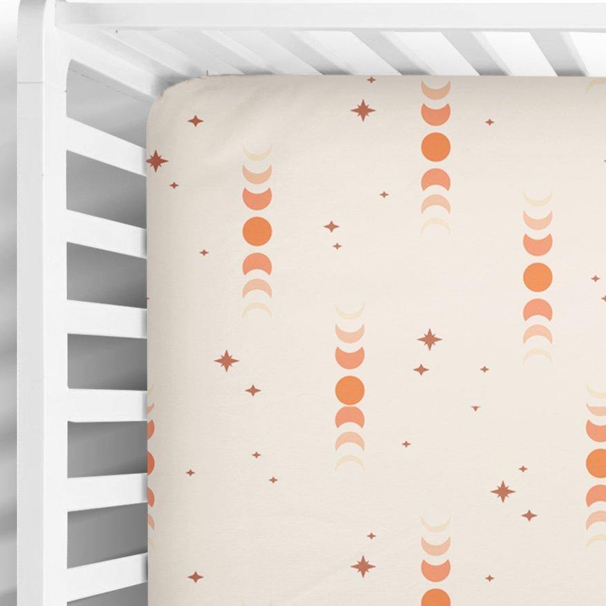 Moon Phases Fitted Crib Sheet - Coco + Moss