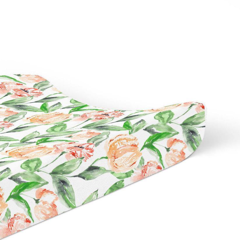 Peach Tulips Changing Pad Cover - Coco + Moss