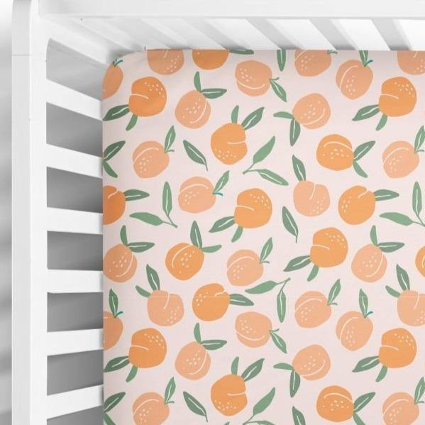 Peaches and Cream Fitted Crib Sheet - Coco + Moss