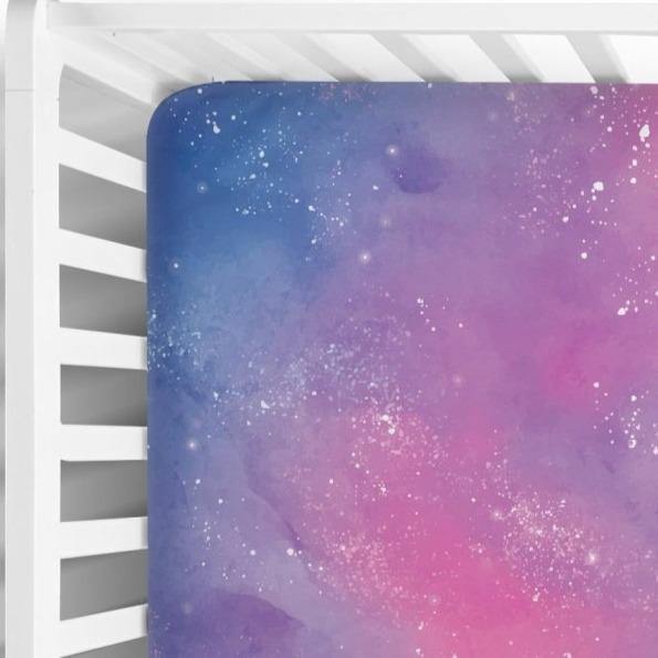 Pink and Blue Galaxy Fitted Crib Sheet - Coco + Moss