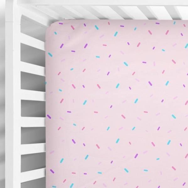 Pink Donut Sprinkles Fitted Crib Sheet - Coco + Moss