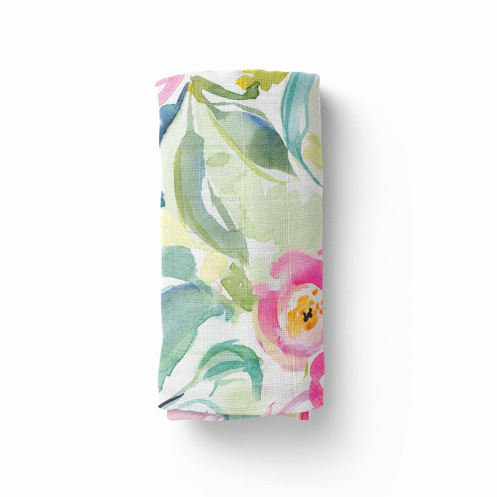 Pink Wildflower Stretchy Swaddle - Coco + Moss