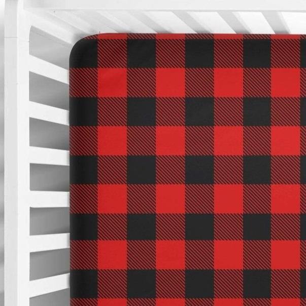 Red and Black Buffalo Plaid Fitted Crib Sheet - Coco + Moss